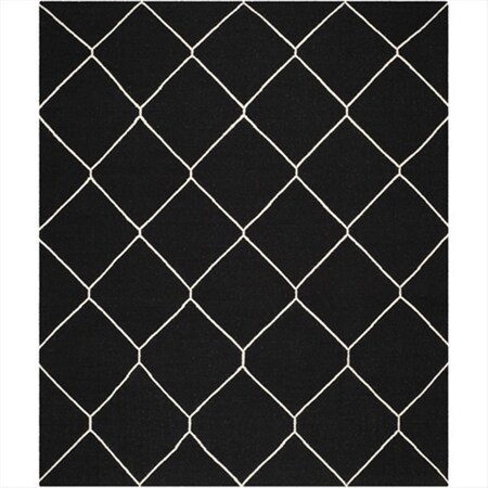 Safavieh 9 X 12 Ft. Rectangle- Contemporary Dhurries Black And Ivory Flatweave Rug DHU635A-9